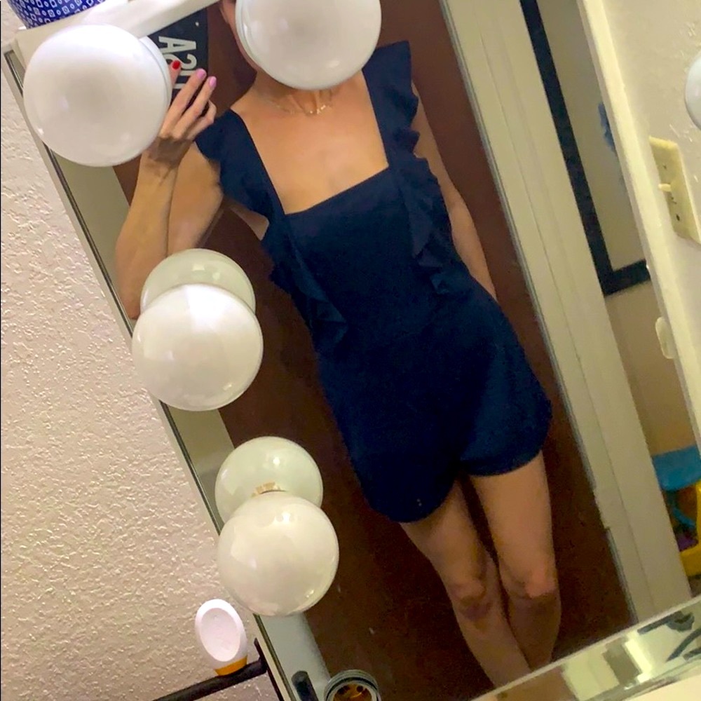Blue ruffle detail romper!!